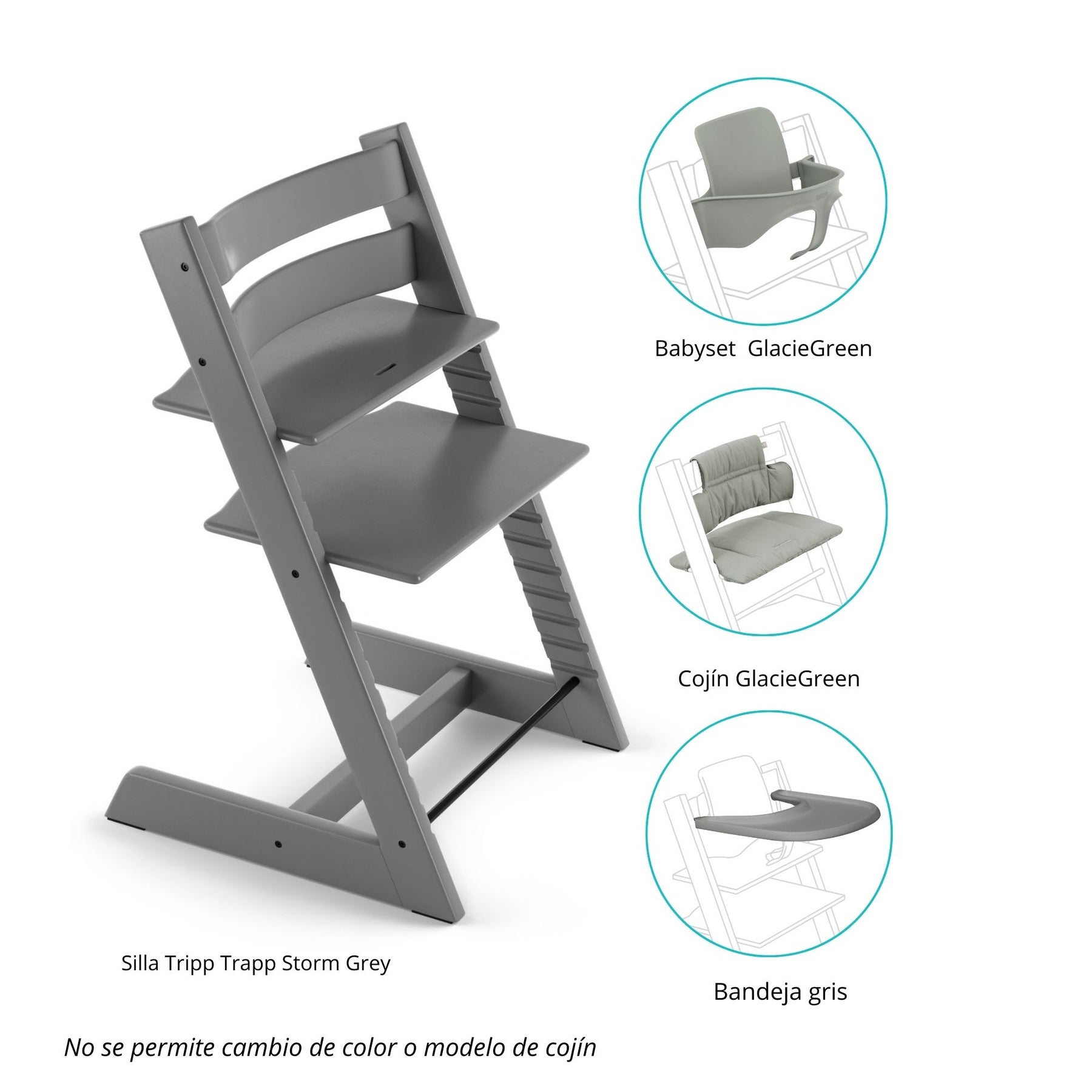 PACK SILLA MODELO TRIPP TRAPP + COJÍN+ BABYSET + BANDEJA STOKKE