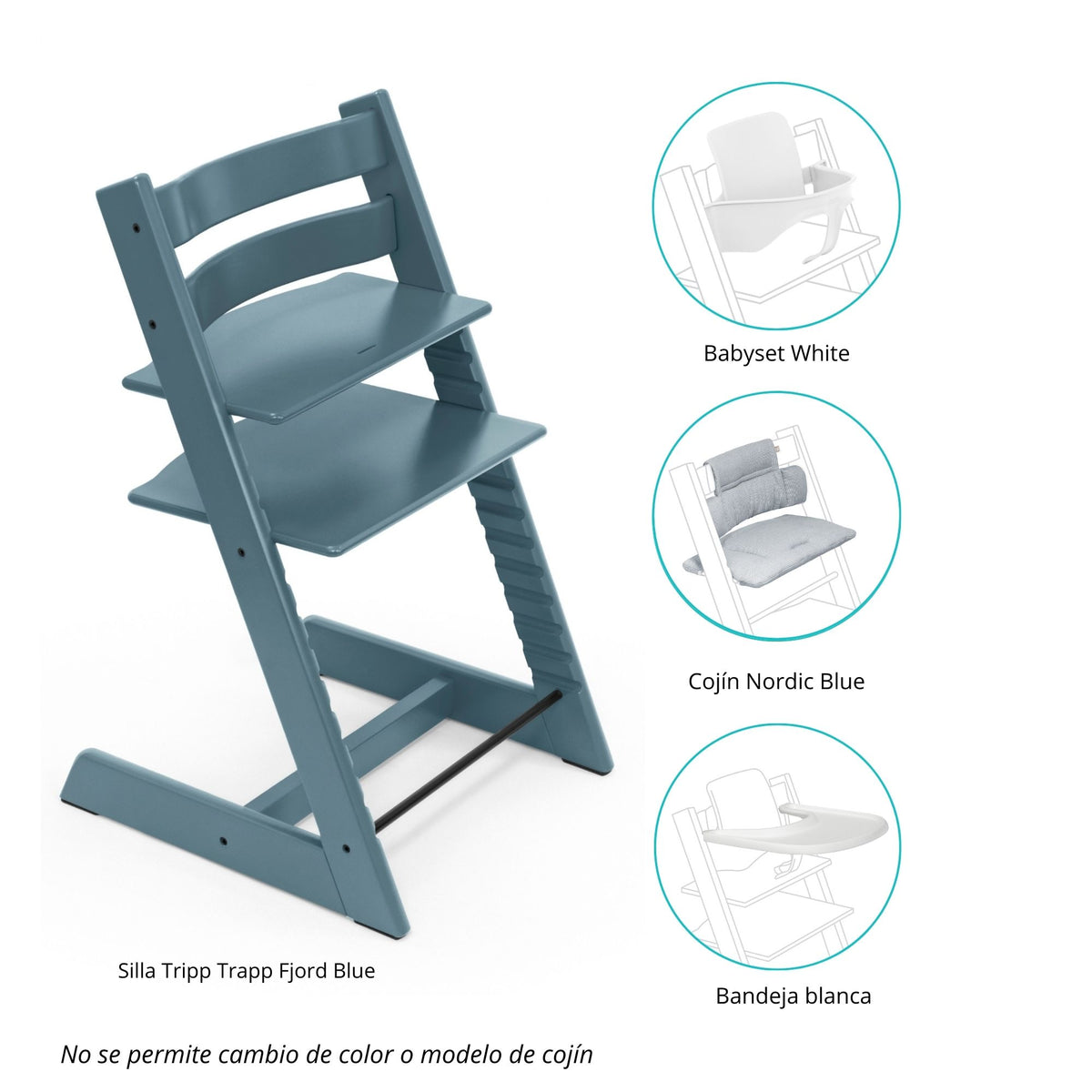 PACK SILLA MODELO TRIPP TRAPP + COJÍN NORDIC+ BABYSET + BANDEJA STOKKE