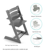 PACK SILLA MODELO TRIPP TRAPP + COJÍN NORDIC+ BABYSET + BANDEJA STOKKE