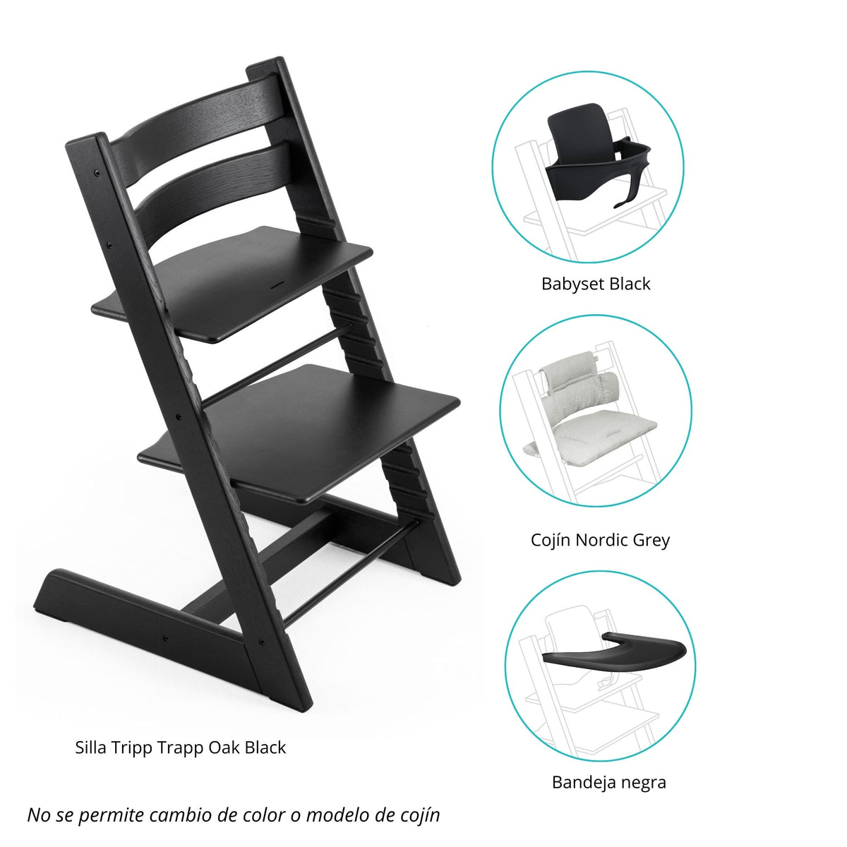 PACK SILLA MODELO TRIPP TRAPP ROBLE + COJÍN + BABYSET + BANDEJA STOKKE