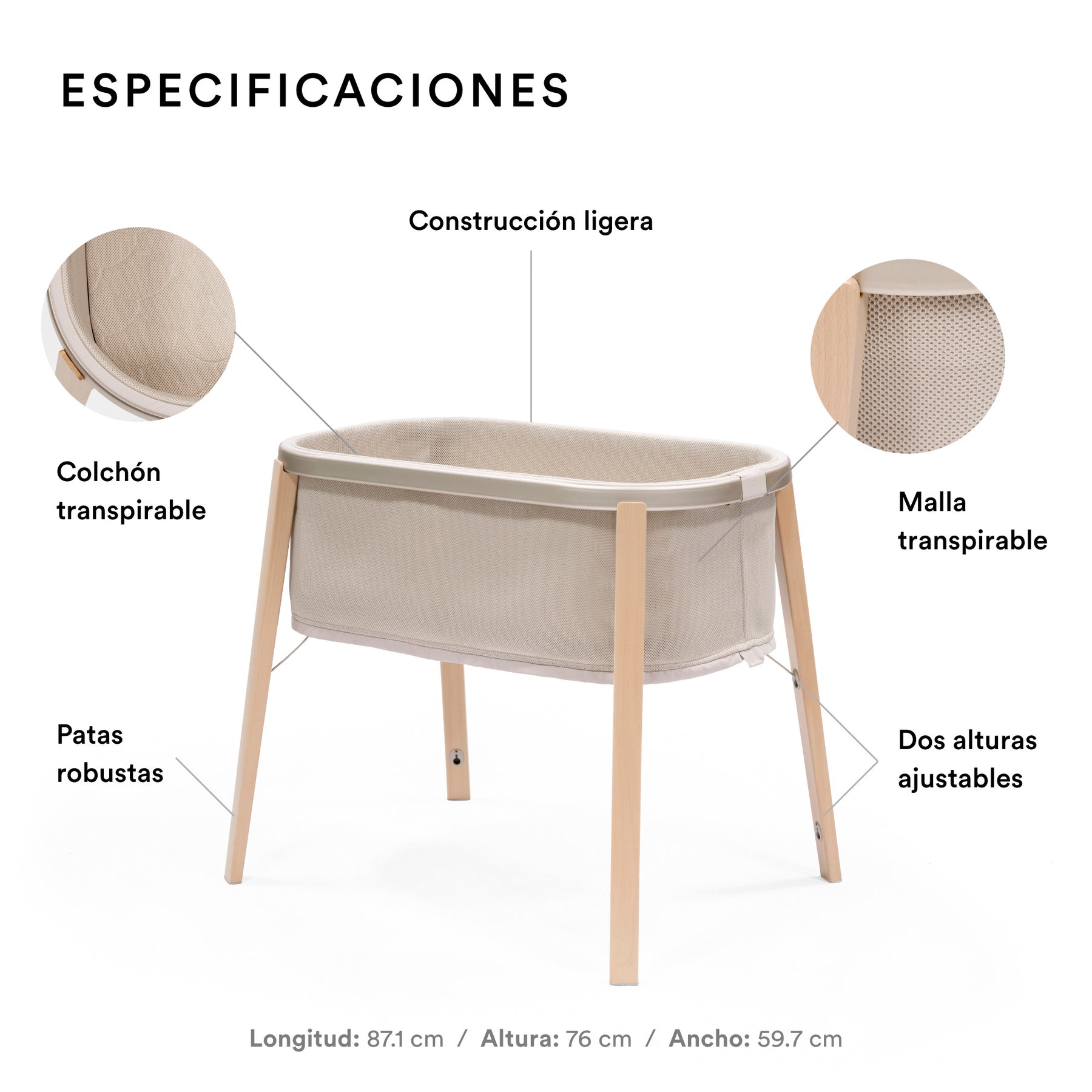 MINI CUNA MODELO SNOOZI™ PARA BEBÉS DE 0 A 9 MESES STOKKE