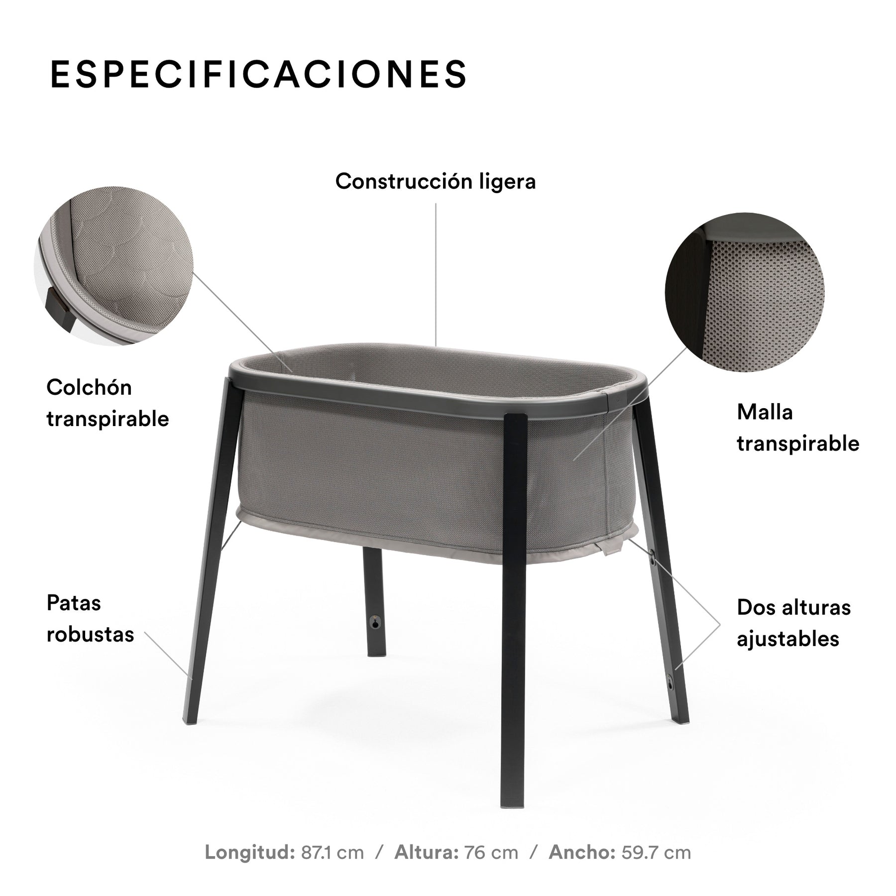 MINI CUNA MODELO SNOOZI™ PARA BEBÉS DE 0 A 9 MESES STOKKE