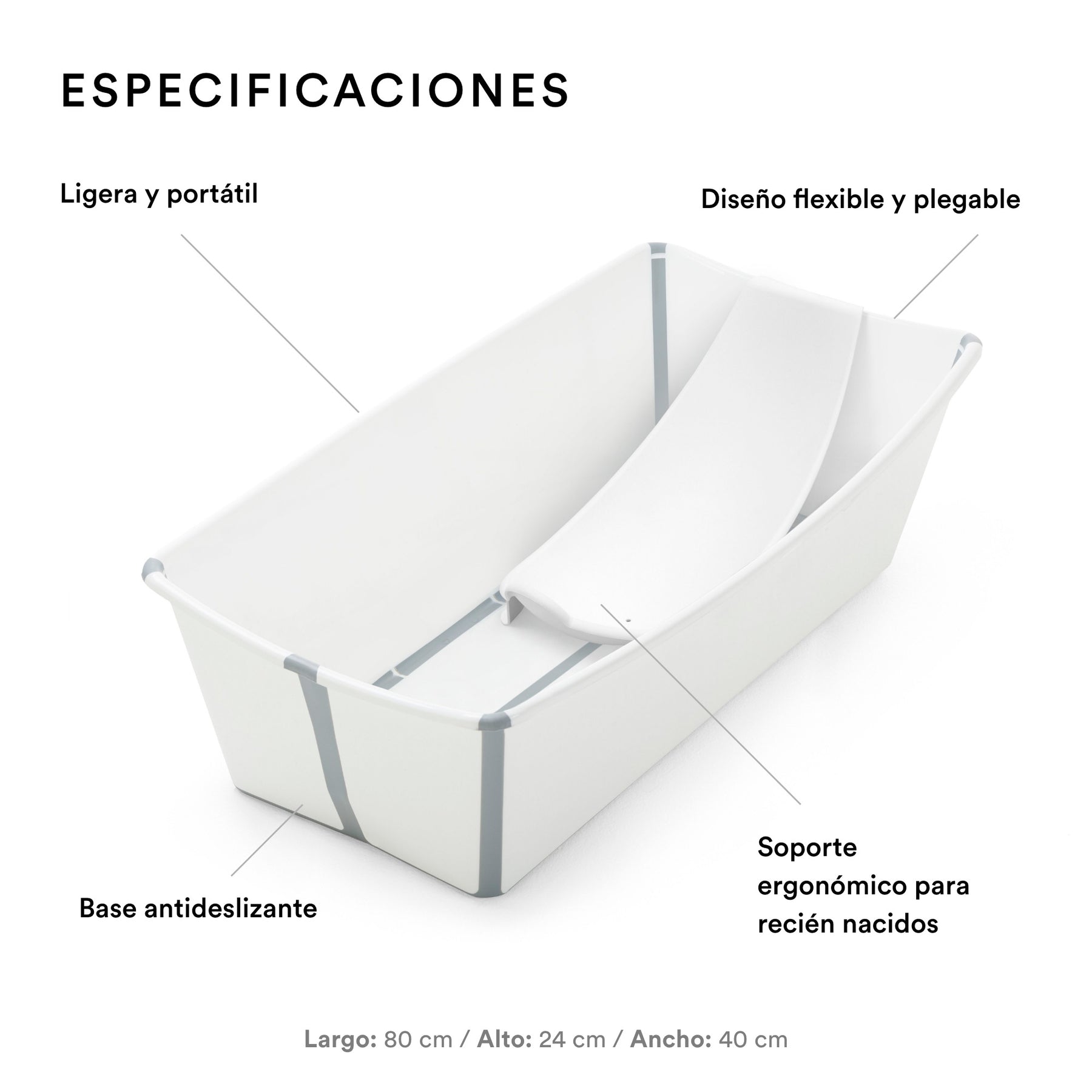 BUNDLE BAÑERA PLEGABLE FLEXI BATH XL + SOPORTE PARA RECIÉN NACIDO STOKKE