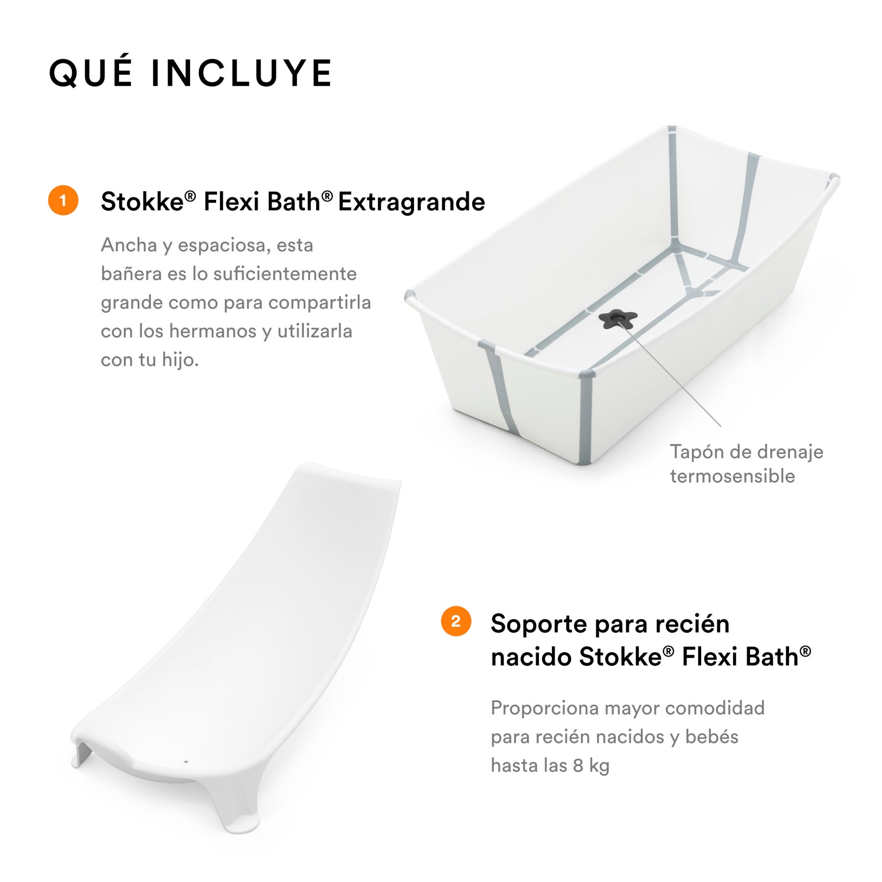 BUNDLE BAÑERA PLEGABLE FLEXI BATH XL + SOPORTE PARA RECIÉN NACIDO STOKKE