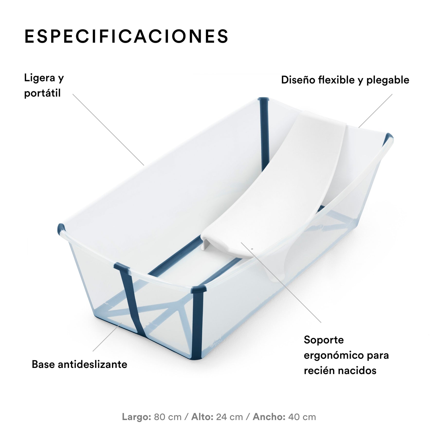 BUNDLE BAÑERA PLEGABLE FLEXI BATH XL + SOPORTE PARA RECIÉN NACIDO STOKKE