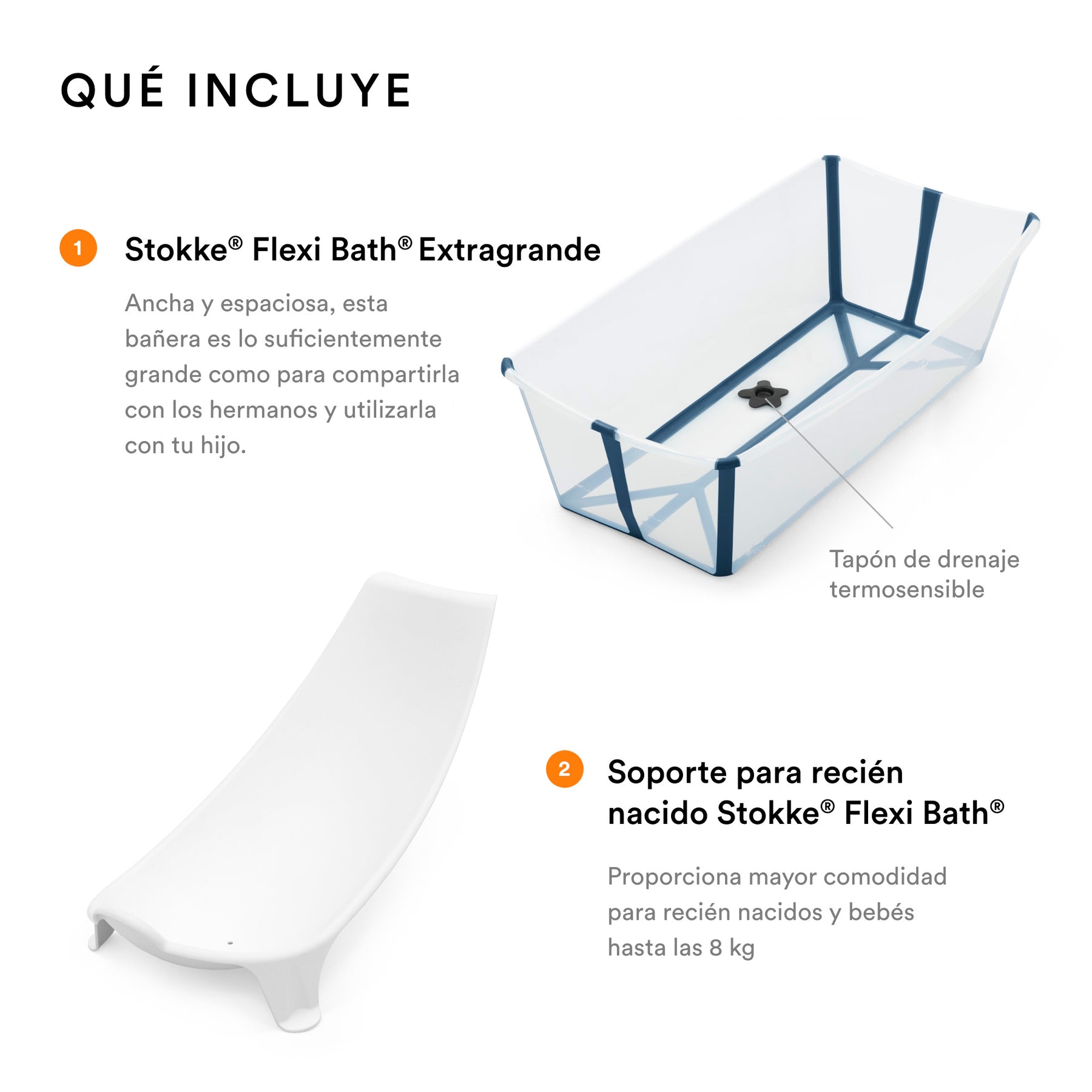 BUNDLE BAÑERA PLEGABLE FLEXI BATH XL + SOPORTE PARA RECIÉN NACIDO STOKKE