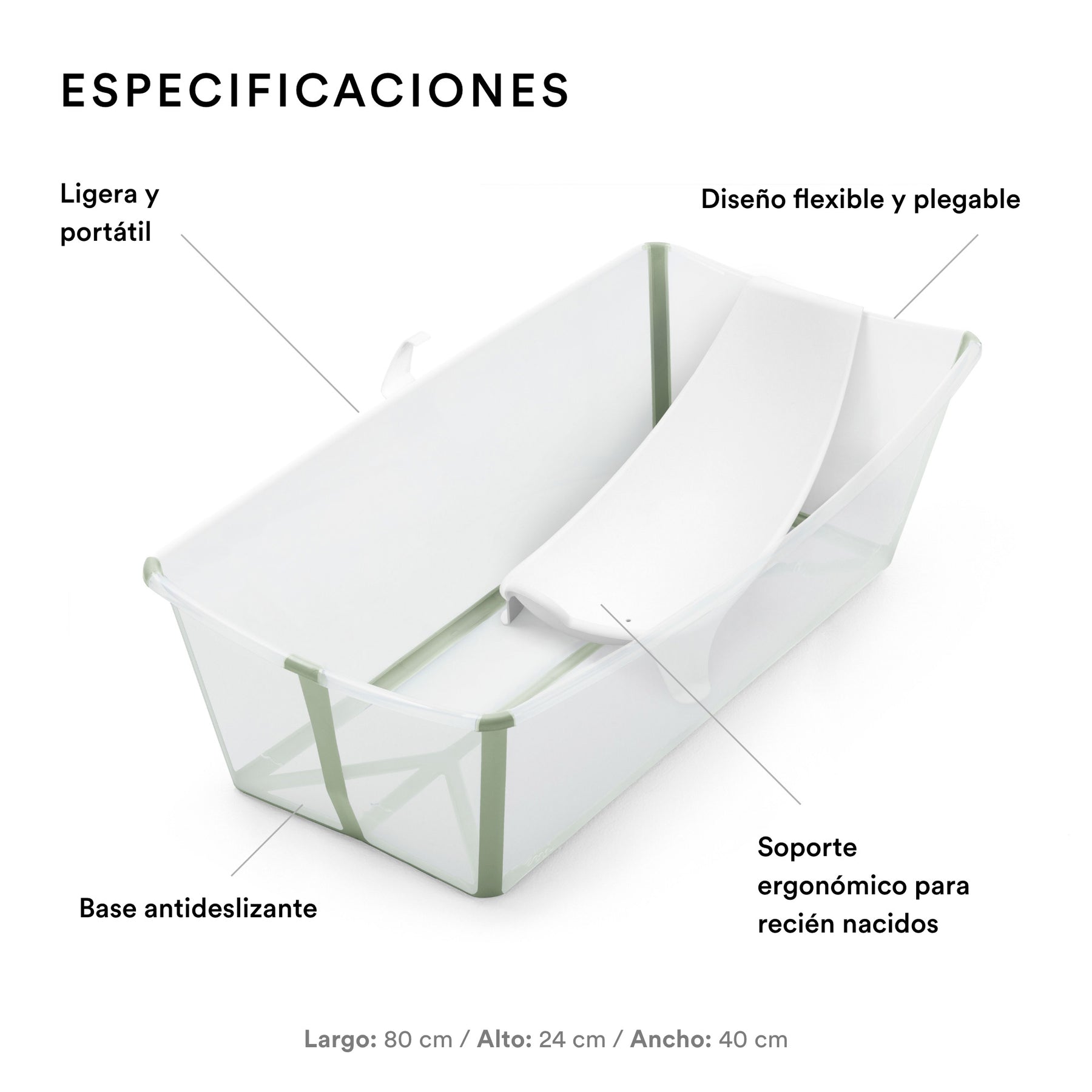 BUNDLE BAÑERA PLEGABLE FLEXI BATH XL + SOPORTE PARA RECIÉN NACIDO STOKKE