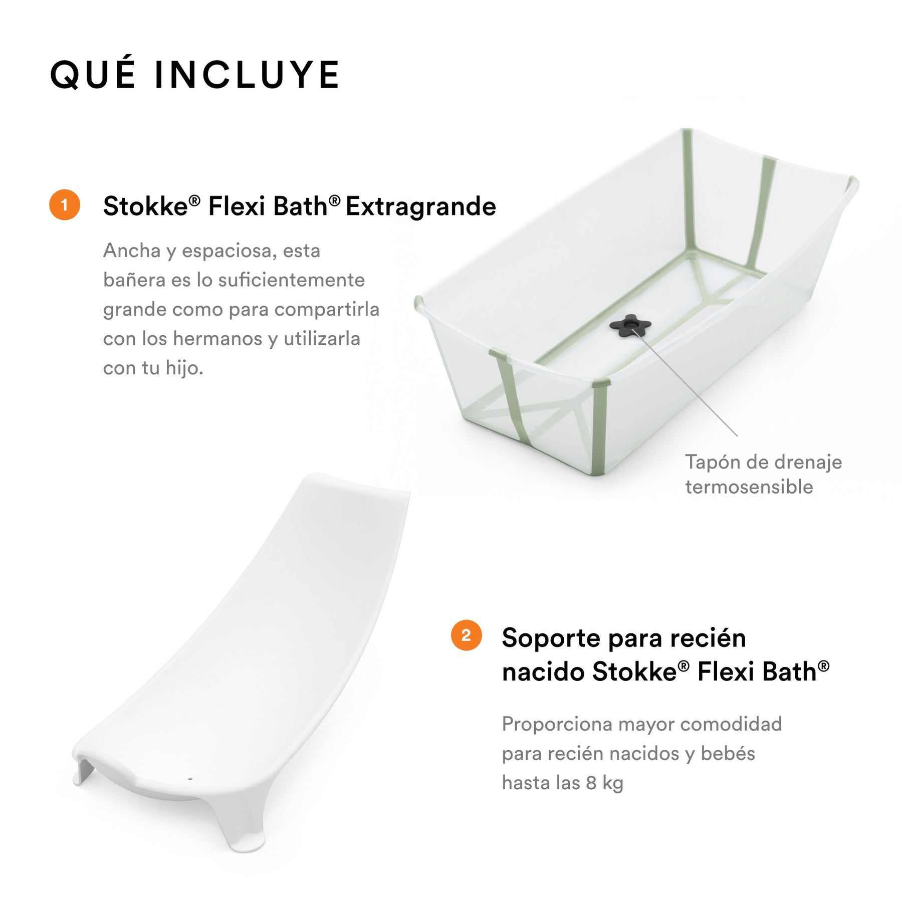 BUNDLE BAÑERA PLEGABLE FLEXI BATH XL + SOPORTE PARA RECIÉN NACIDO STOKKE