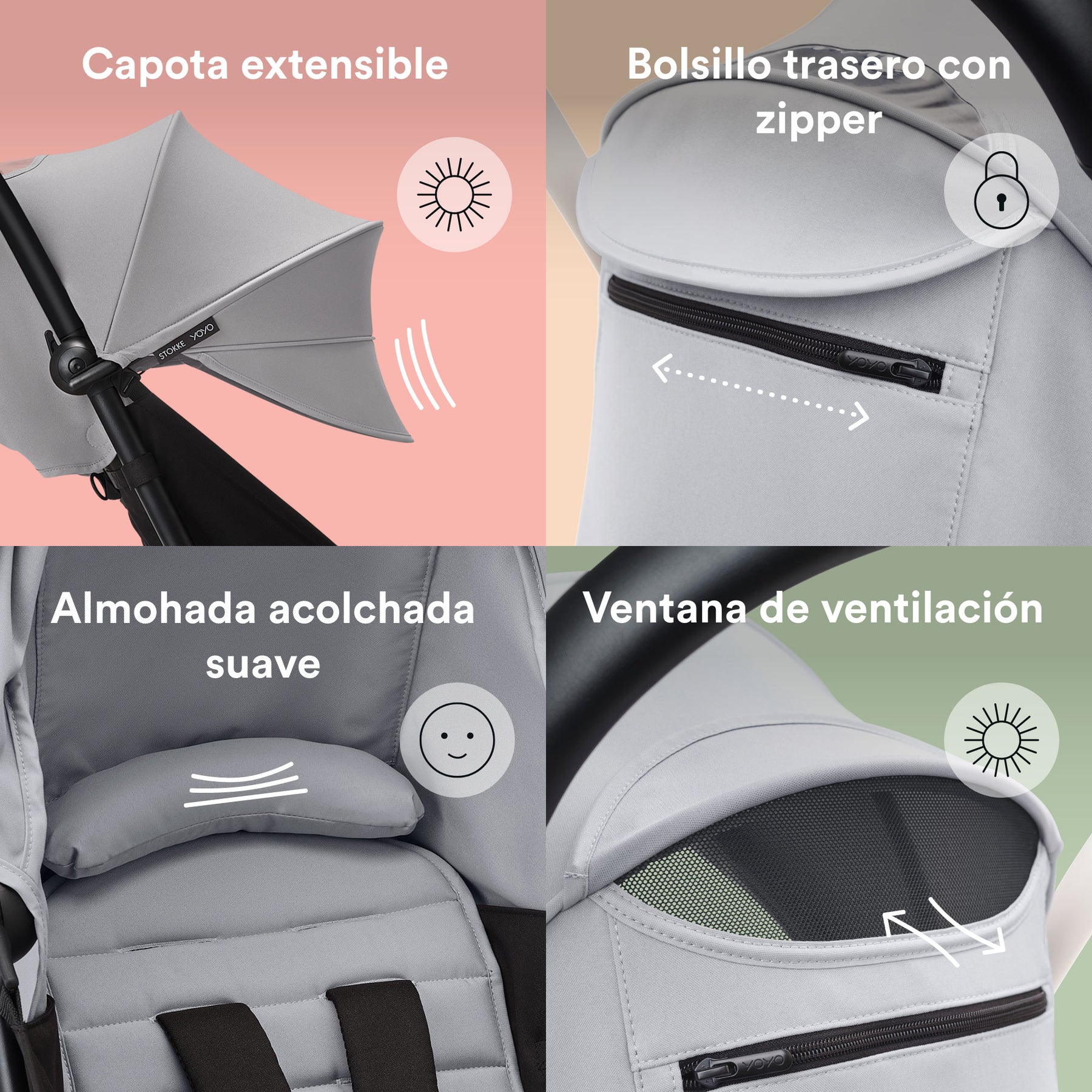 COCHE STOKKE YOYO³ CHASIS NEGRO TEXTIL 2DA ETAPA DE 6 MESES A 4 AÑOS