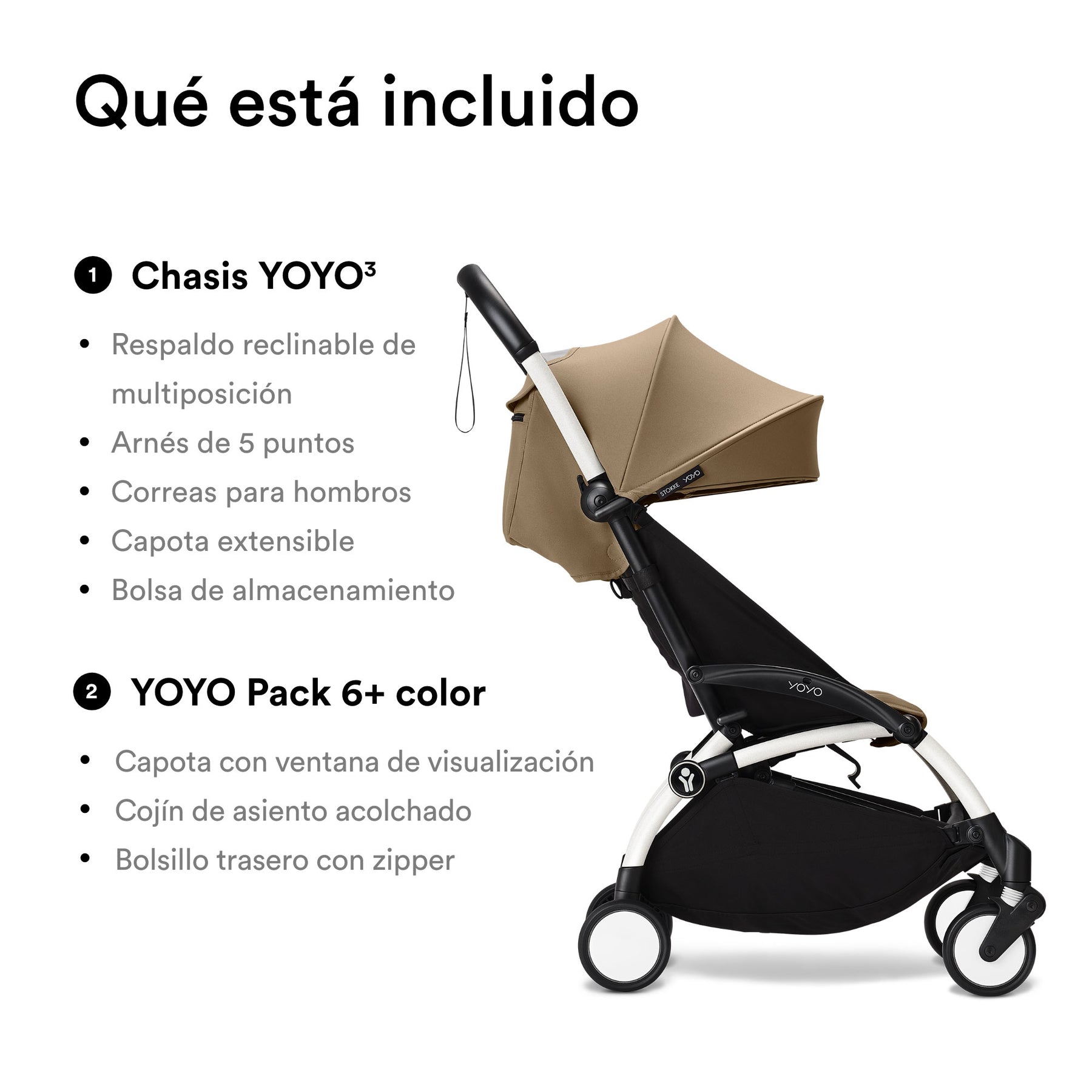 COCHE STOKKE YOYO³ CHASIS NEGRO TEXTIL 2DA ETAPA DE 6 MESES A 4 AÑOS