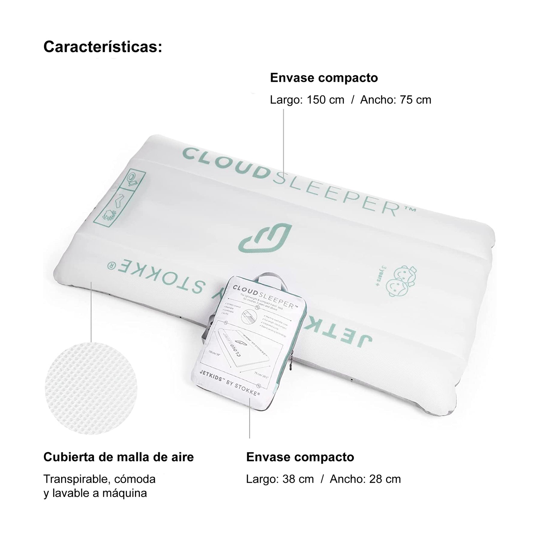 CAMA INFLABLE PARA NIÑOS CLOUDSLEEPER JETKIDS STOKKE