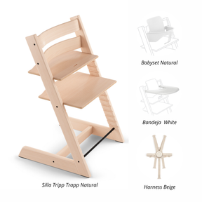 PACK ALIMENTANCIÓN 2 : SILLA TRIPP TRAPP + BABYSET + BANDEJA+ HARNESS STOKKE