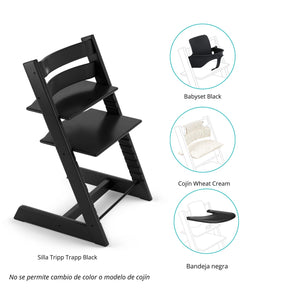 PACK SILLA MODELO TRIPP TRAPP + COJÍN+ BABYSET + BANDEJA STOKKE