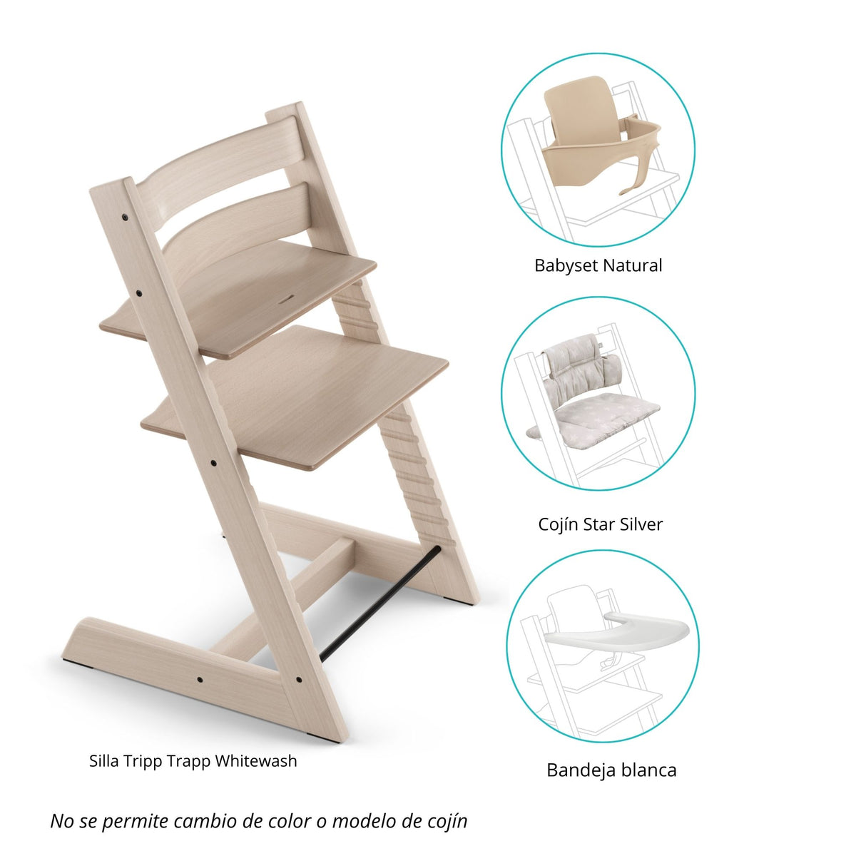 PACK SILLA MODELO TRIPP TRAPP + COJÍN+ BABYSET + BANDEJA STOKKE