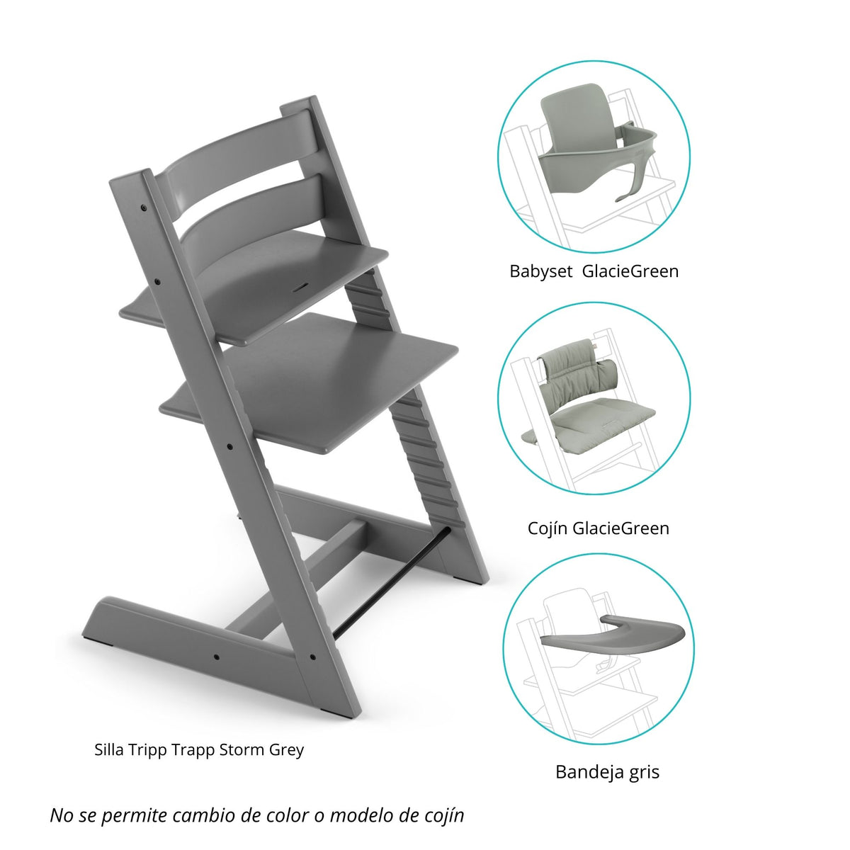 PACK SILLA MODELO TRIPP TRAPP + COJÍN+ BABYSET + BANDEJA STOKKE