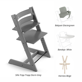 PACK ALIMENTANCIÓN 2 : SILLA TRIPP TRAPP + BABYSET + BANDEJA+ HARNESS STOKKE
