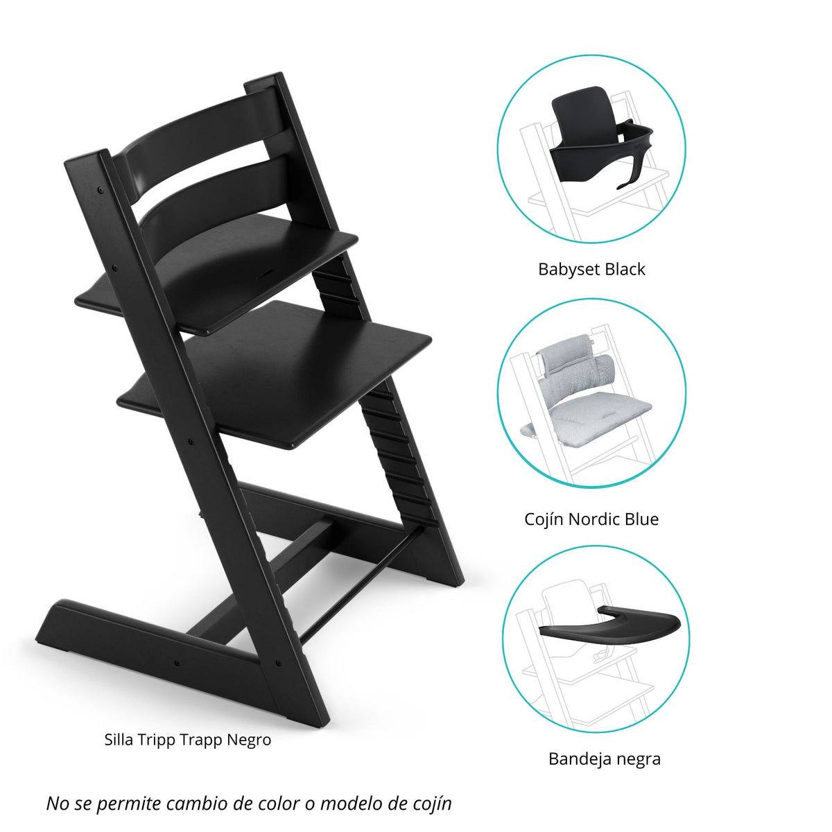 PACK SILLA MODELO TRIPP TRAPP + COJÍN NORDIC+ BABYSET + BANDEJA STOKKE
