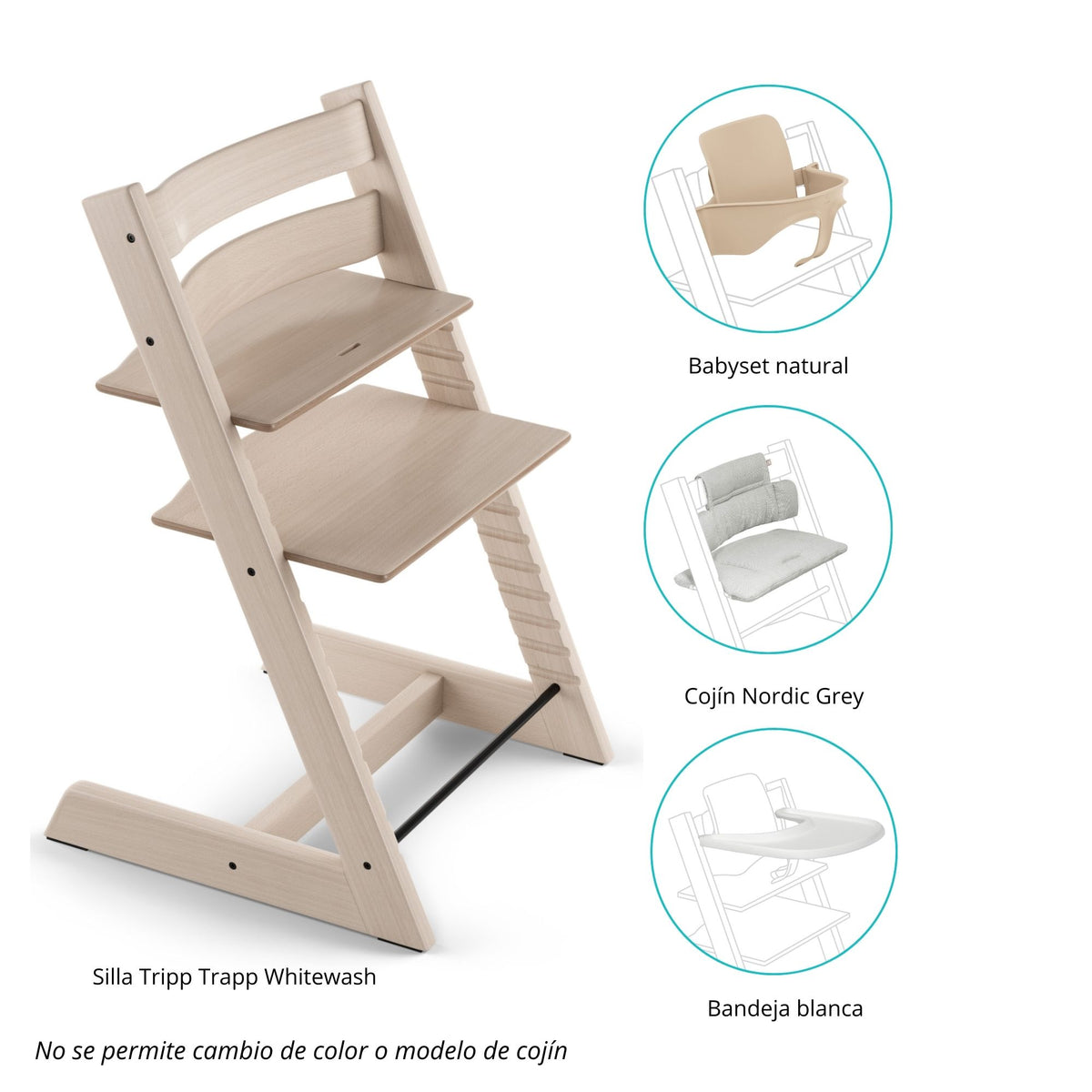 PACK SILLA MODELO TRIPP TRAPP + COJÍN NORDIC+ BABYSET + BANDEJA STOKKE