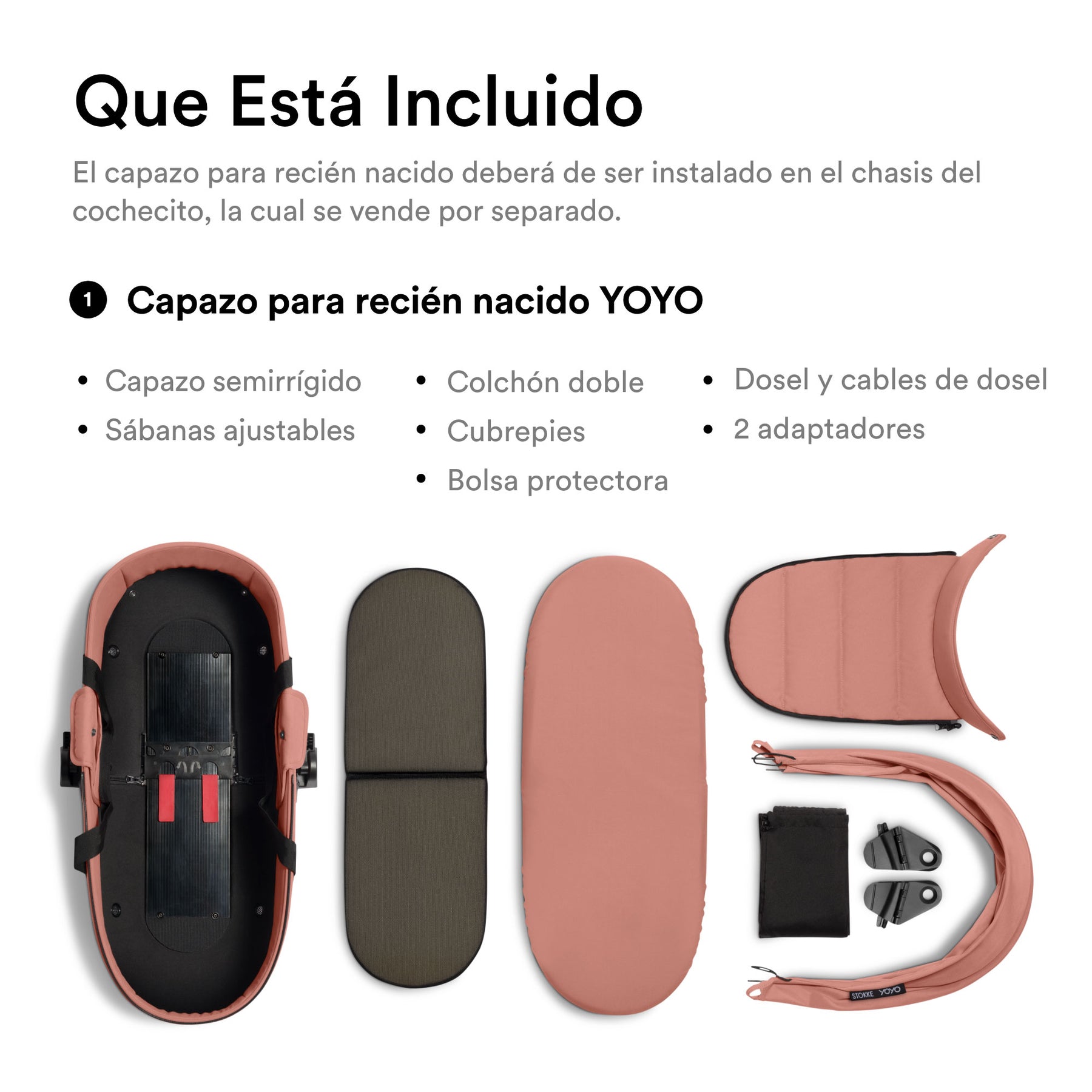 Coche de bebé Stokke YOYO³ – pack completo chasis negro + asiento Bassinet