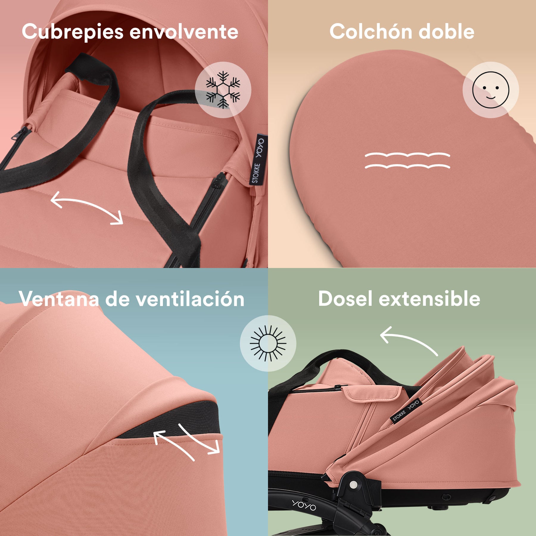 Coche de bebé Stokke YOYO³ – pack completo chasis negro + asiento Bassinet