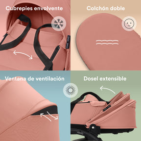 Coche de bebé Stokke YOYO³ – pack completo chasis negro + asiento Bassinet