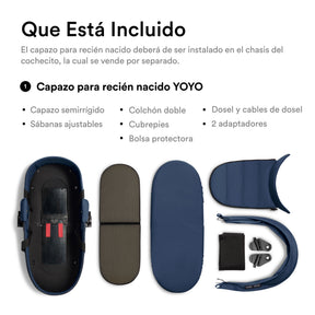 Coche de bebé Stokke YOYO³ – pack completo chasis negro + asiento Bassinet