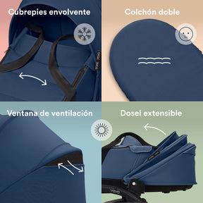 Coche de bebé Stokke YOYO³ – pack completo chasis negro + asiento Bassinet