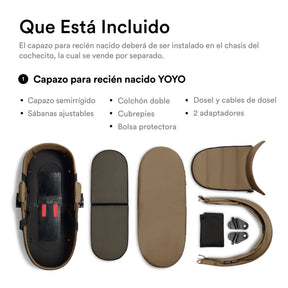 Coche de bebé Stokke YOYO³ – pack completo chasis negro + asiento Bassinet