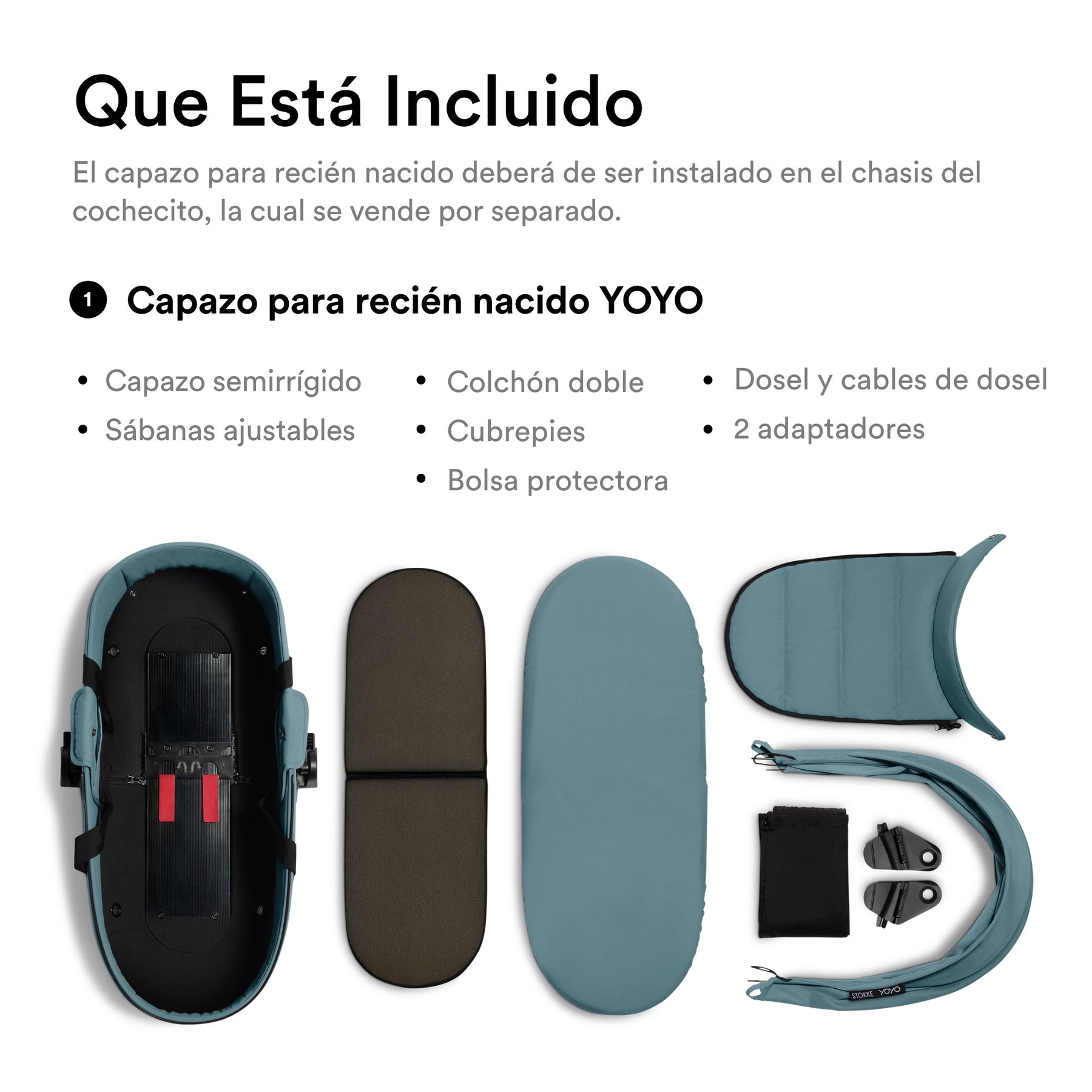 Coche de bebé Stokke YOYO³ – pack completo chasis negro + asiento Bassinet
