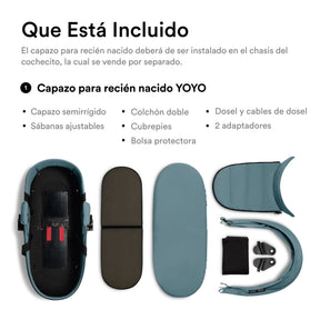 Coche de bebé Stokke YOYO³ – pack completo chasis negro + asiento Bassinet