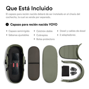 Coche de bebé Stokke YOYO³ – pack completo chasis negro + asiento Bassinet