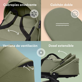 Coche de bebé Stokke YOYO³ – pack completo chasis negro + asiento Bassinet
