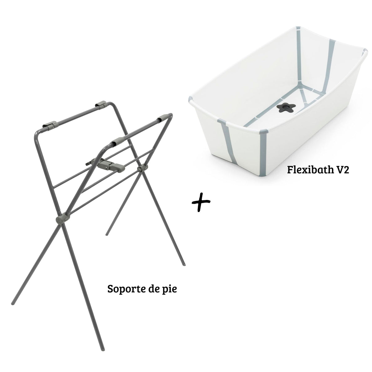 PACK BAÑERA PLEGABLE FLEXIBATH V2+ SOPORTE DE PIE STOKKE