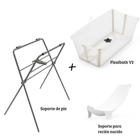 Pack Bañera FlexiBath V2 + Soporte de Pie Stokke + Soporte de recién Nacido STOKKE