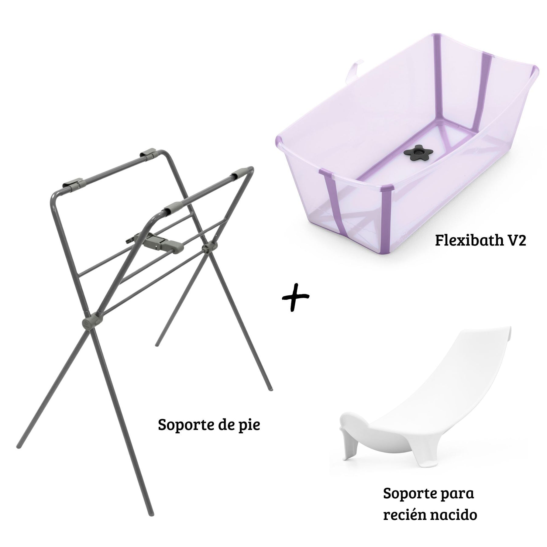 Pack Bañera FlexiBath V2 + Soporte de Pie Stokke + Soporte de recién Nacido STOKKE