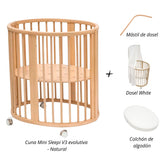 Cuna Mini Sleepi V3 evolutiva  +  Mástil de Dosel + Dosel +  colchón de algodón STOKKE