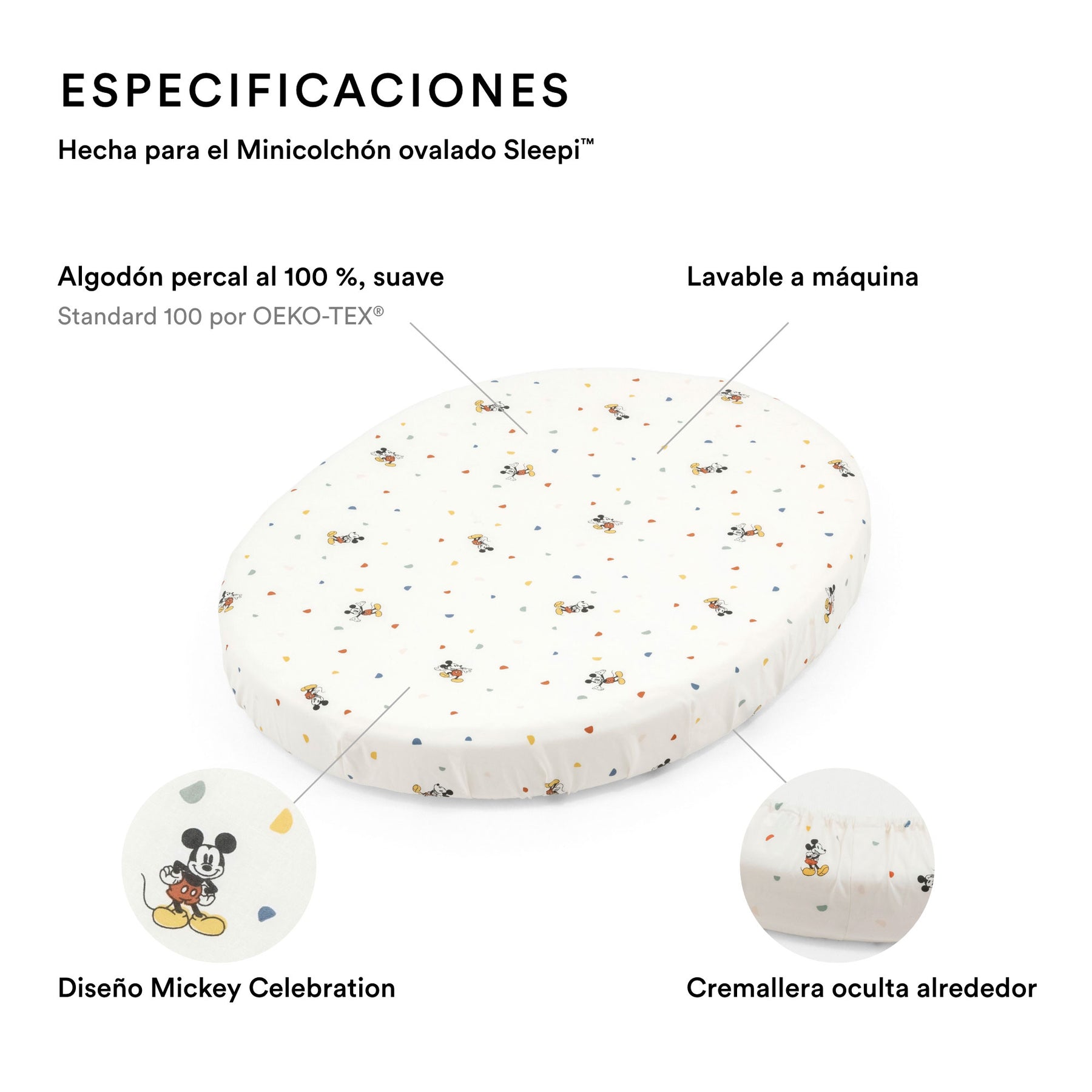Sábana bajera Mickey Celebration Modelo Mini Sleepi  V3 STOKKE