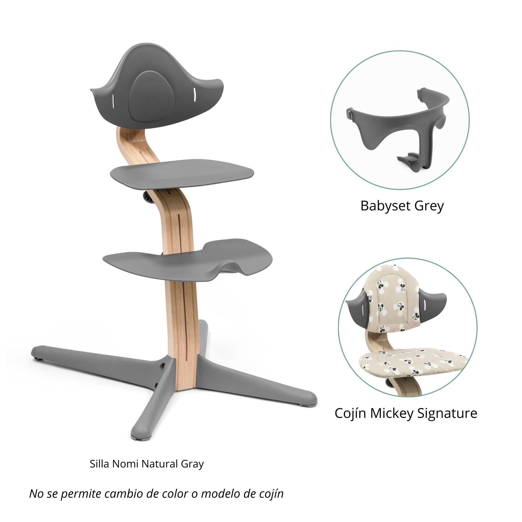 PACK SILLA NOMI + COJÍN MICKEY SIGNATURE+ BABYSET STOKKE