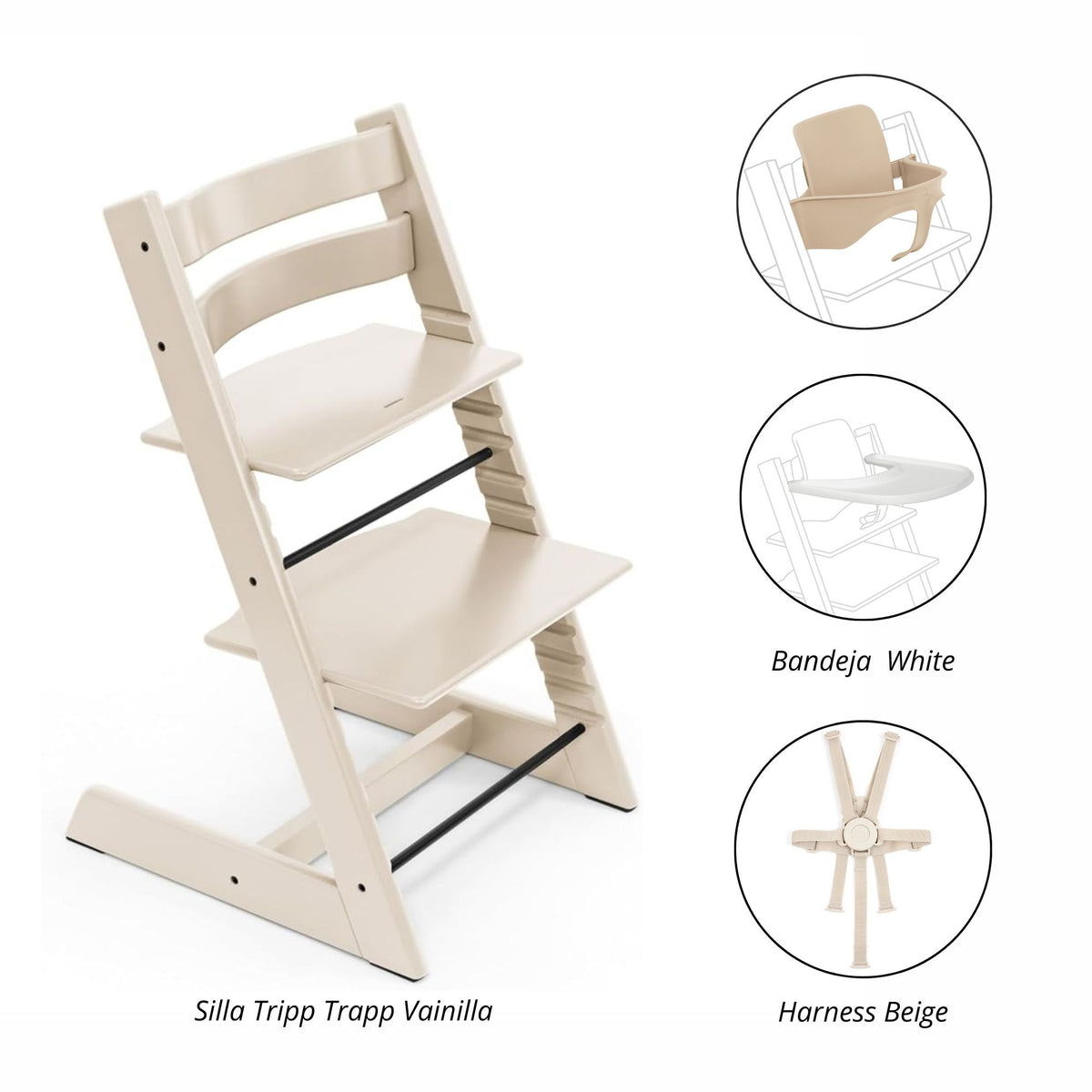 PACK ALIMENTANCIÓN 3 : SILLA TRIPP TRAPP + COJÍN+ HARNESS (GRATIS BABYSET) STOKKE