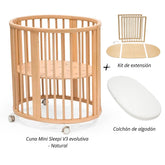 Cuna Mini Sleepi V3 evolutiva  + Kit de extensión + colchón de algodón STOKKE