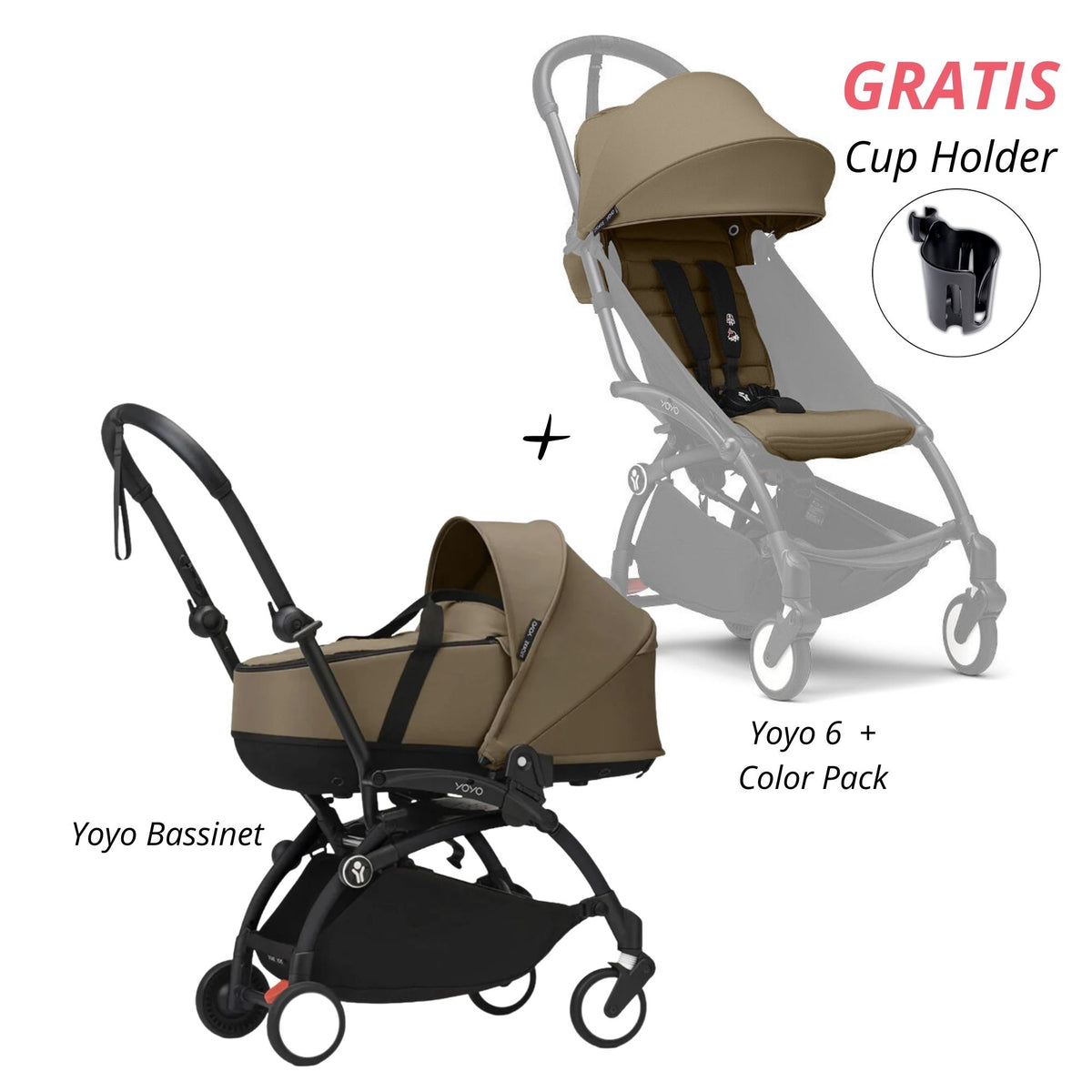 COCHE STOKKE YOYO³ COMPLETO CHASIS NEGRO CON BASSINET Y TEXTIL 2DA ETAPA (GRATIS CUP HOLDER)