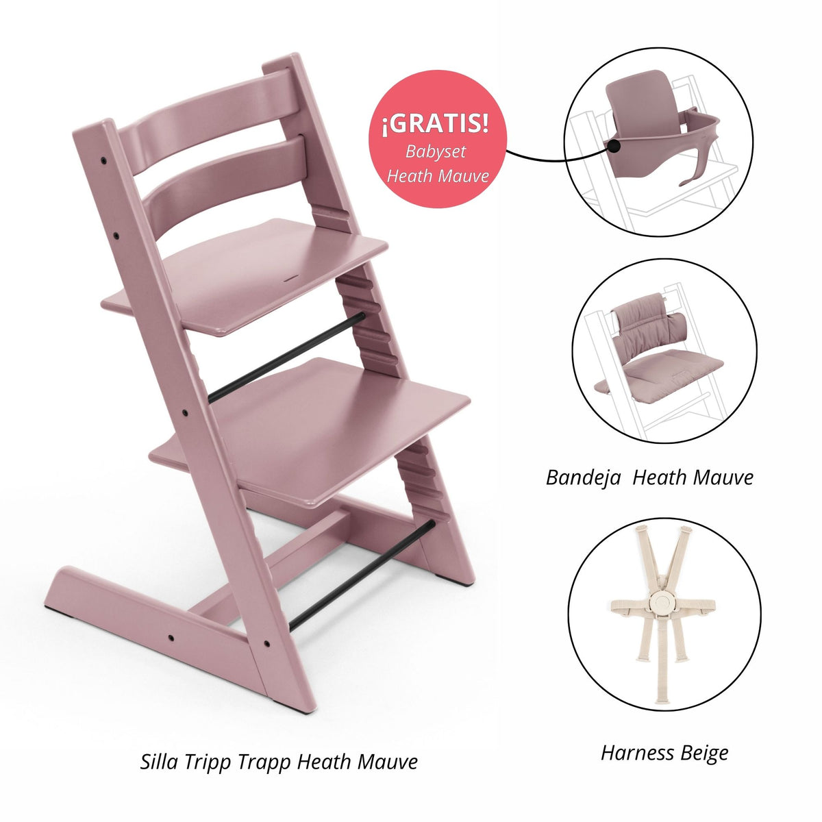 PACK ALIMENTANCIÓN 3 : SILLA TRIPP TRAPP + COJÍN+ HARNESS (GRATIS BABYSET) STOKKE