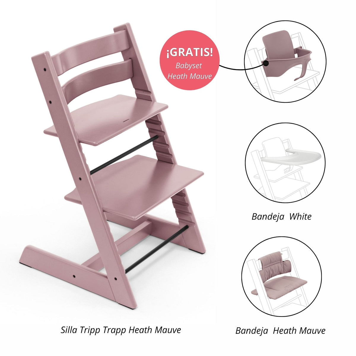 PACK ALIMENTACIÓN 1 : SILLA TRIPP TRAPP + COJÍN + BANDEJA (GRATIS BABYSET) STOKKE