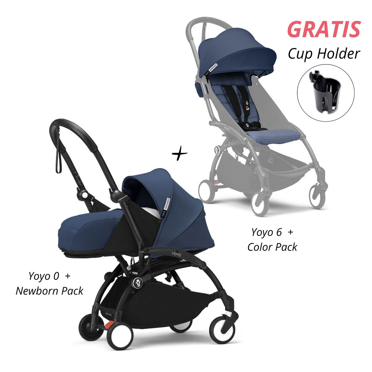 COCHE STOKKE YOYO³ COMPLETO CHASIS NEGRO NEWBORN 1RA ETAPA + TEXTIL 2DA ETAPA (GRATIS CUP GOLDER) STOKKE