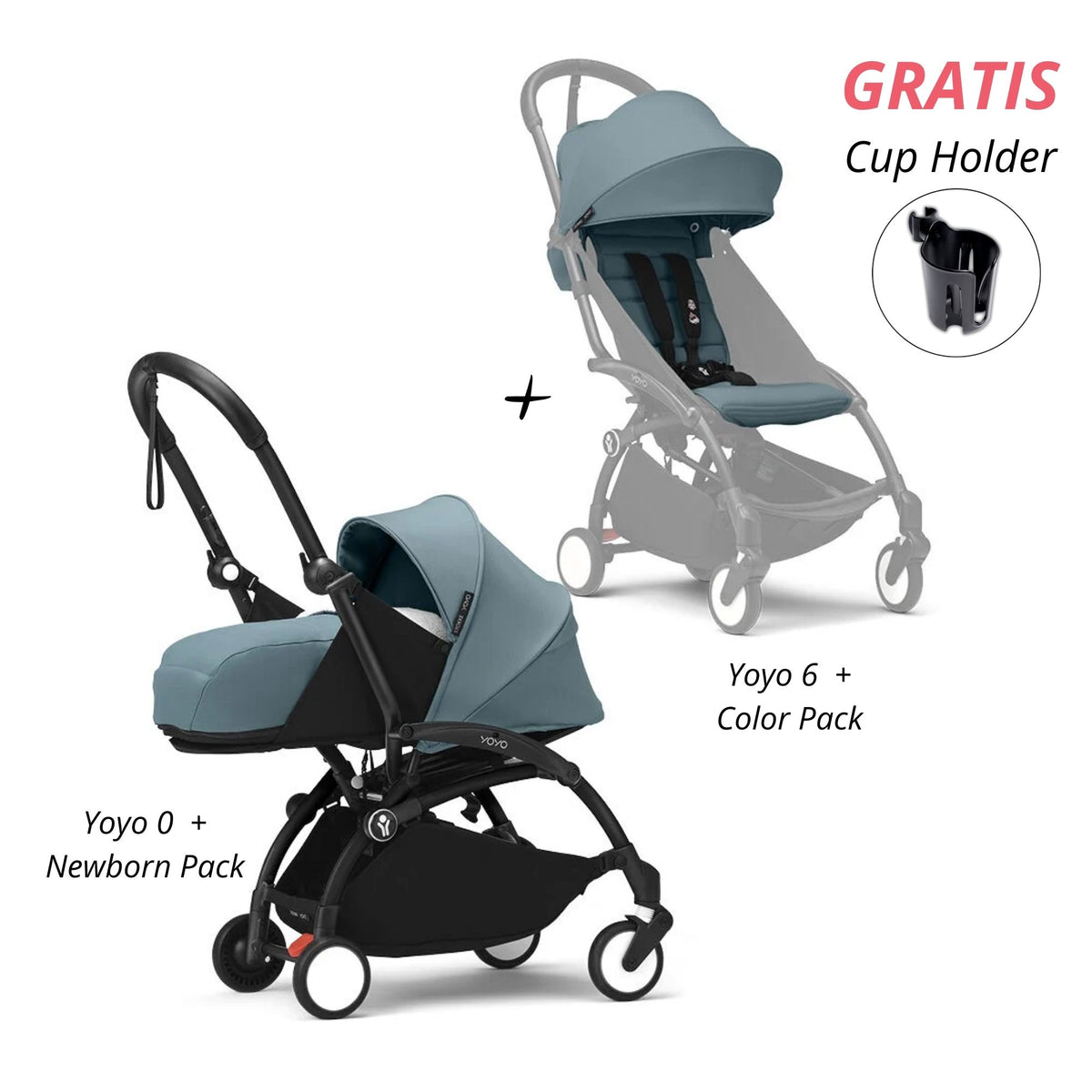 COCHE STOKKE YOYO³ COMPLETO CHASIS NEGRO NEWBORN 1RA ETAPA + TEXTIL 2DA ETAPA (GRATIS CUP GOLDER) STOKKE