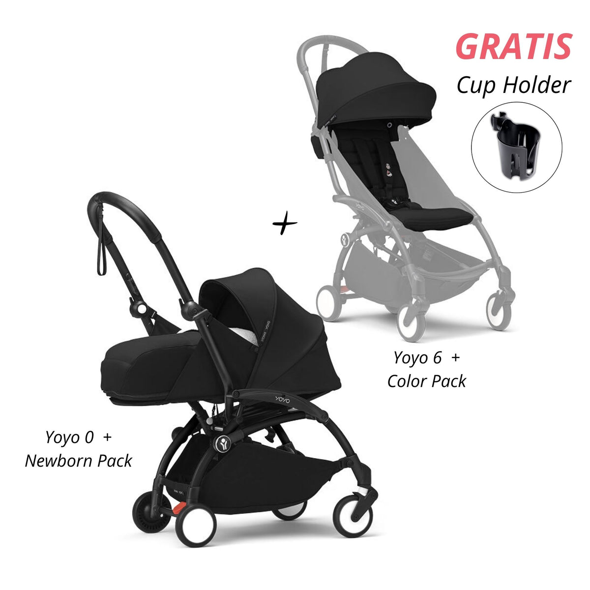 COCHE STOKKE YOYO³ COMPLETO CHASIS NEGRO NEWBORN 1RA ETAPA + TEXTIL 2DA ETAPA (GRATIS CUP GOLDER) STOKKE