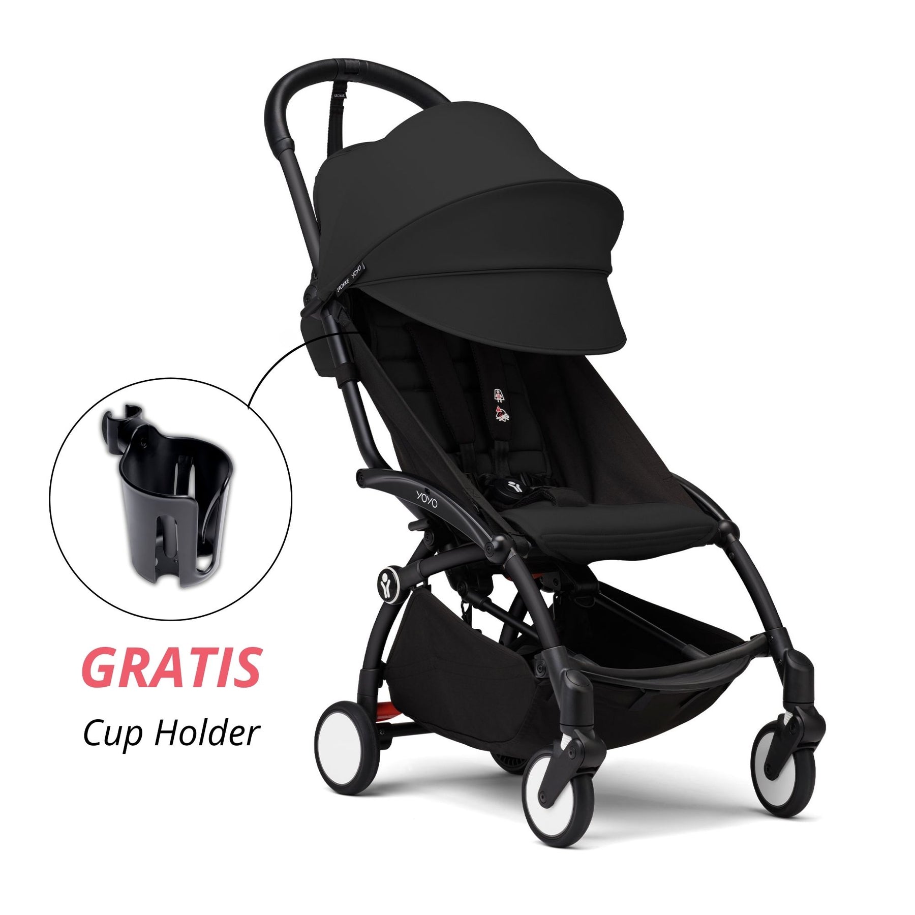 COCHE STOKKE YOYO³ CHASIS NEGRO TEXTIL 2DA ETAPA DE 6 MESES A 4 AÑOS (GRATIS CUP HOLDER)