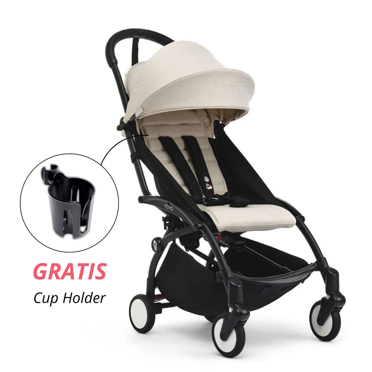 COCHE STOKKE YOYO³ CHASIS NEGRO TEXTIL 2DA ETAPA DE 6 MESES A 4 AÑOS (GRATIS CUP HOLDER)