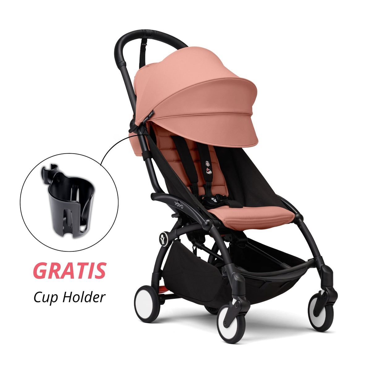 COCHE STOKKE YOYO³ CHASIS NEGRO TEXTIL 2DA ETAPA DE 6 MESES A 4 AÑOS (GRATIS CUP HOLDER)