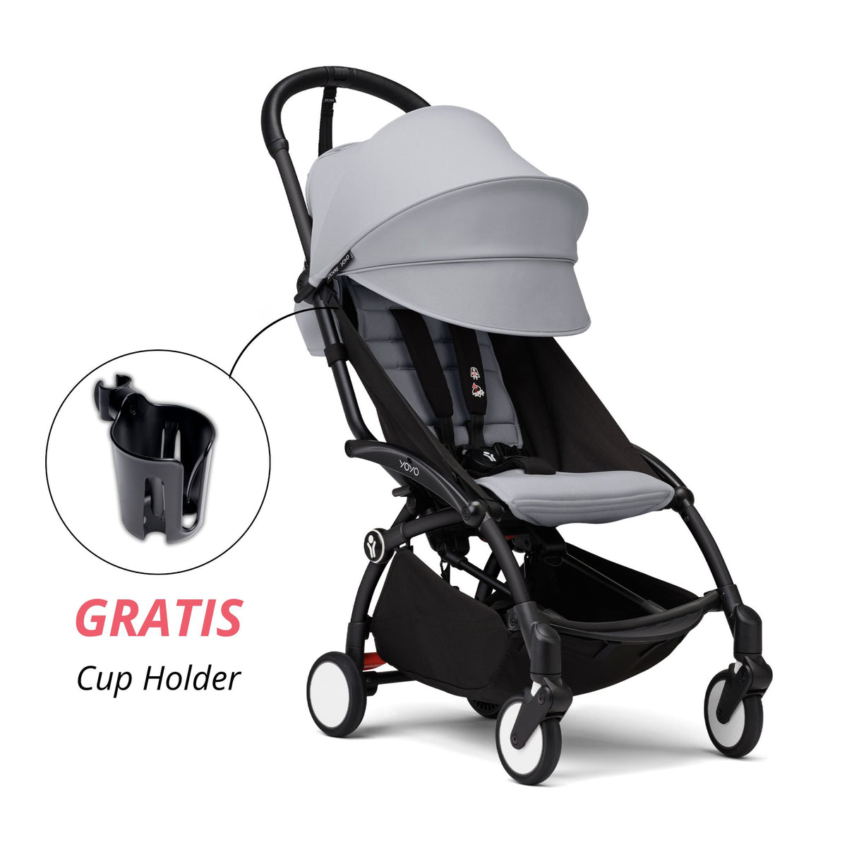 COCHE STOKKE YOYO³ CHASIS NEGRO TEXTIL 2DA ETAPA DE 6 MESES A 4 AÑOS (GRATIS CUP HOLDER)